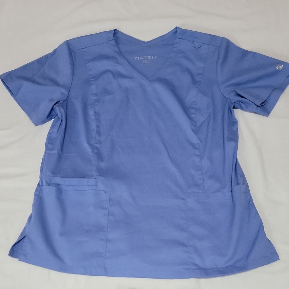 Matrix Blue V-Neck Scrub Top